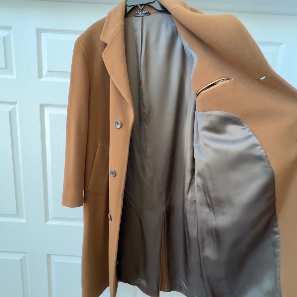 Hugo Boss De Tomaso Vintage Brown Wool Over Coat, Made in Italy, Size 42R - Picture 5 of 16
